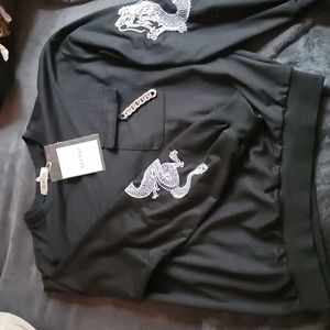 Black Dragon Embroidered Crop Top